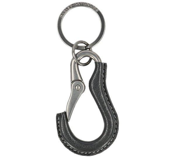 Harley-Davidson Multi-Purpose Black Leather Covered Carabiner Utility Clip Keychain,  MAU202/08