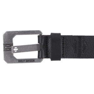 Harley-Davidson Men's Die Cut Bar & Shield Logo Prong Leather Belt, Black BMM051/08