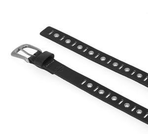 Harley-Davidson Women's Eyelet perf Embossed B&S Genuine Leather Belt, Black BMW025/08