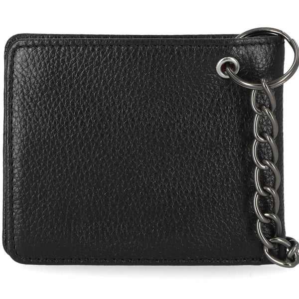 Harley-Davidson Men's Bar & Shield Core Pebble Biker Chain Bi-Fold Wallet, Gunmetal Black MWM037