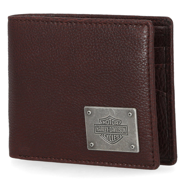 Harley-Davidson Men's Bar & Shield Plate Passcase Leather Bi-Fold Wallet, Oxford Red MWM043/20