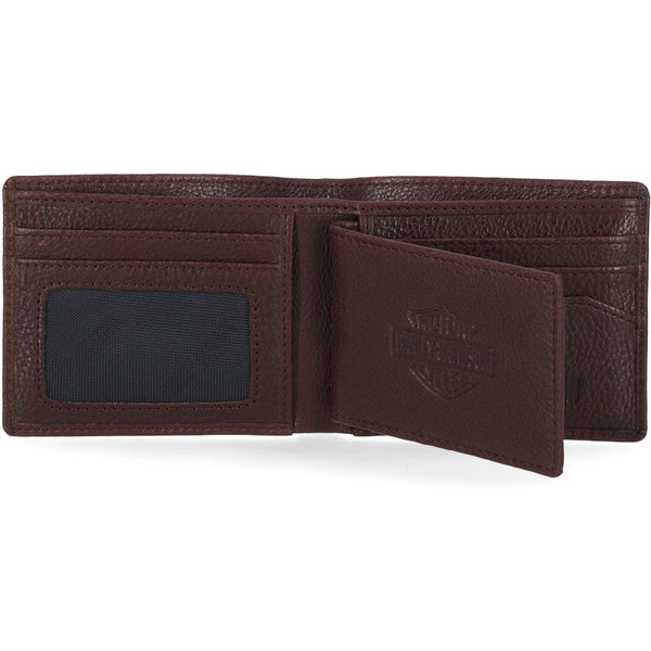 Harley-Davidson Men's Bar & Shield Plate Passcase Leather Bi-Fold Wallet, Oxford Red MWM043/20