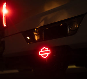 Harley-Davidson Bar & Shield Silhouette Lighted Hitch Plug, Orange/Black  PL2319