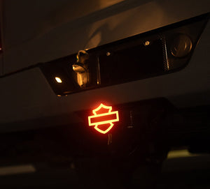 Harley-Davidson Bar & Shield Silhouette Lighted Hitch Plug, Orange/Black  PL2319