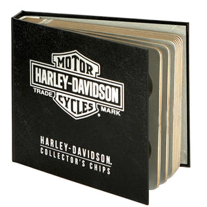 Harley-Davidson collectible chip book on a white background
