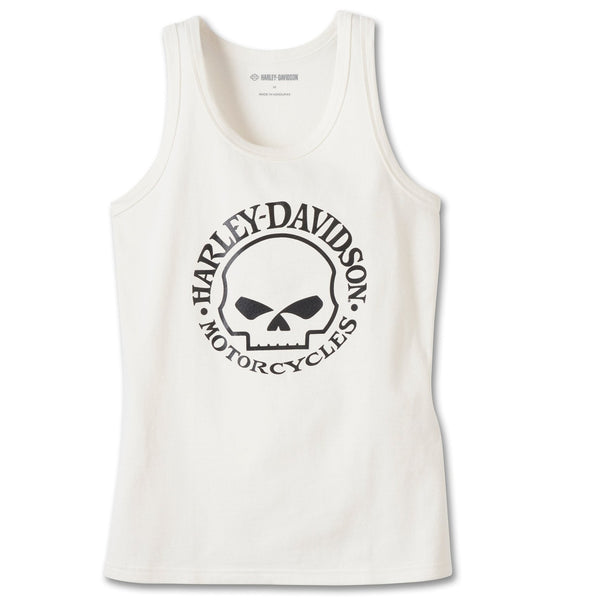 Harley-Davidson Women's Ultra Classic Willie G. Skull Sleeveless Shirt, White Tank 99052-23VW