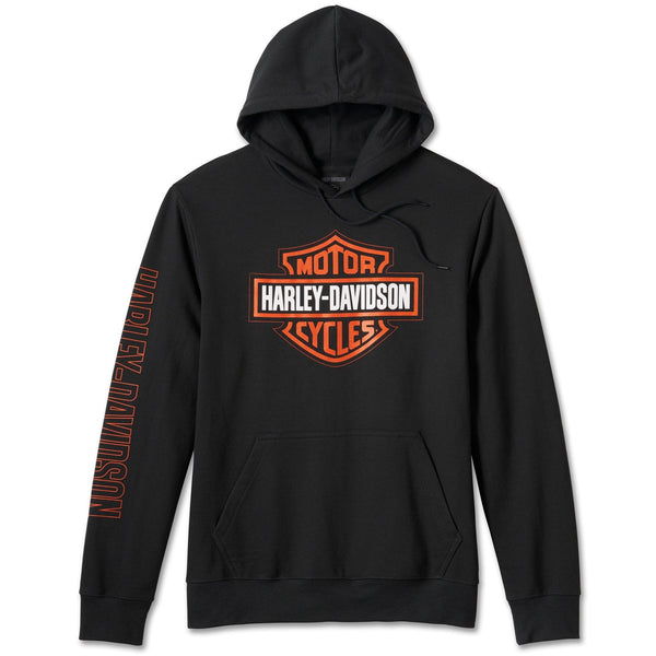 Harley-Davidson Men's Bar & Shield Long Sleeve Pull-Over Hoodie, Black 99062-24VM