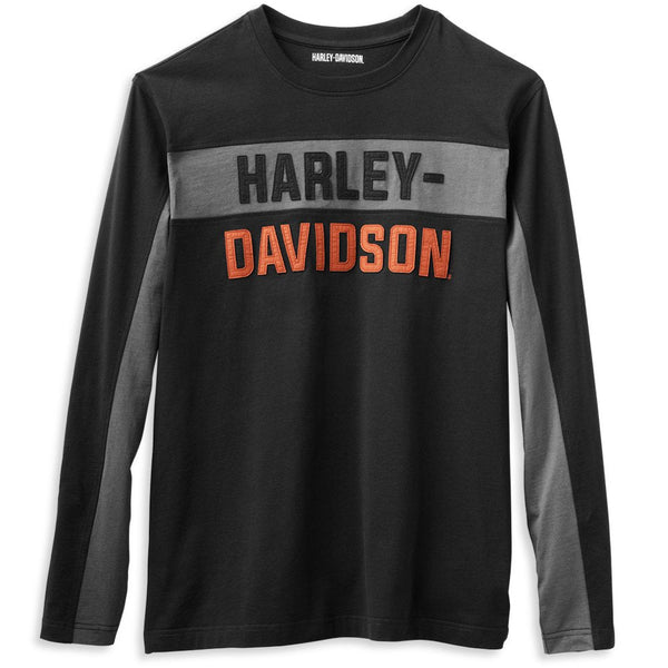 Harley-Davidson Men's Copperblock Lettered Long Sleeve Shirt, Black Tee 99065-21VM