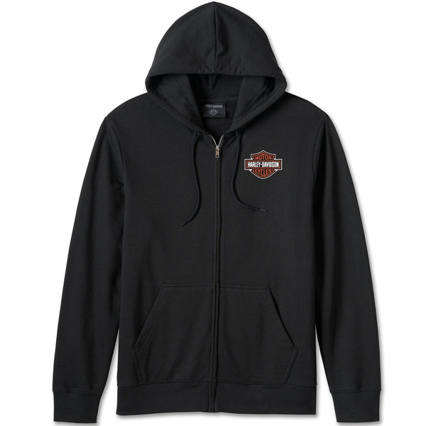 Harley-Davidson Men's Bar & Shield Logo Zip-Up Long Sleeve Hoodie, Black 99066-24VM