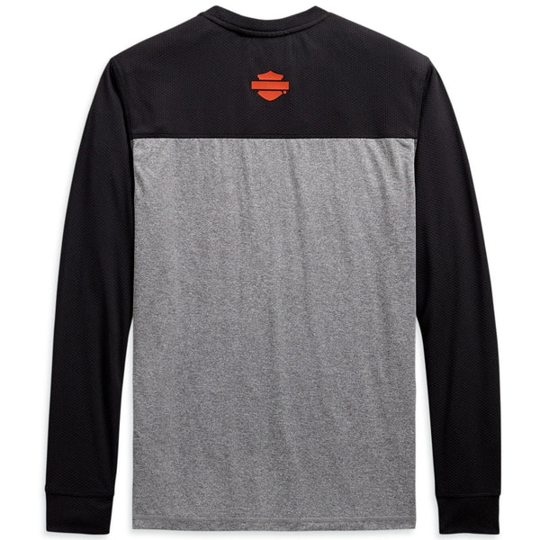 Harley-Davidson Men's Colorblock Performance Micro Mesh Long Sleeve Shirt, Gray Tee 99086-20VM