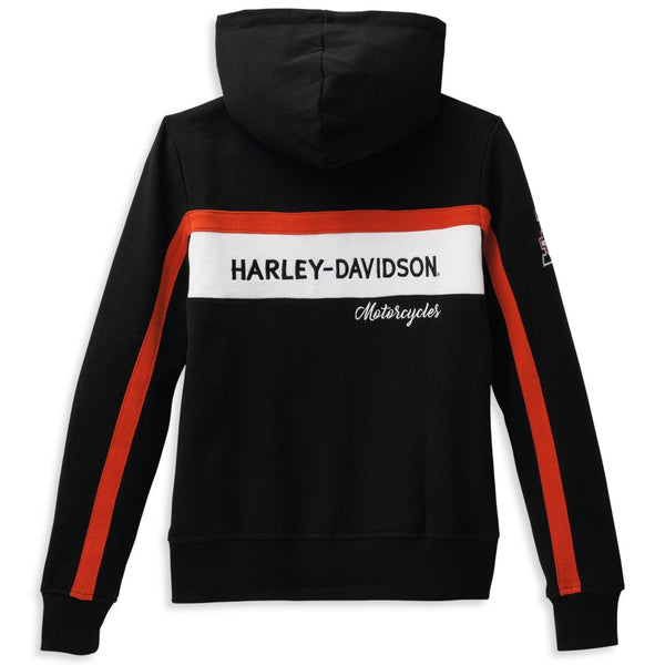 Harley-Davidson Women's Rally Stripe Zip-Up Front Hoodie, Black 99094-22VW