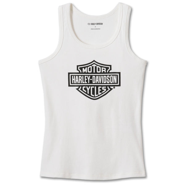 Harley-Davidson Women's Bar & Shield Logo Sleeveless Shirt, White Tank 99098-24VW