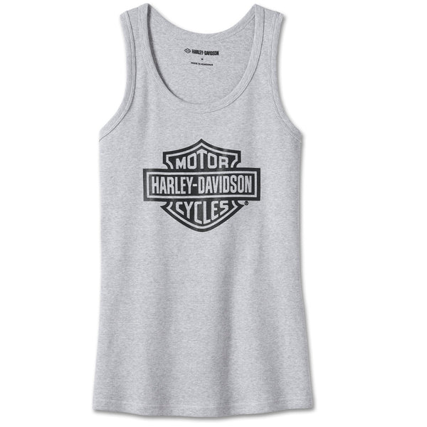 Harley-Davidson Women's Bar & Shield Logo Ribbed Sleeveless Shirt, Gray Tank 99099-24VW