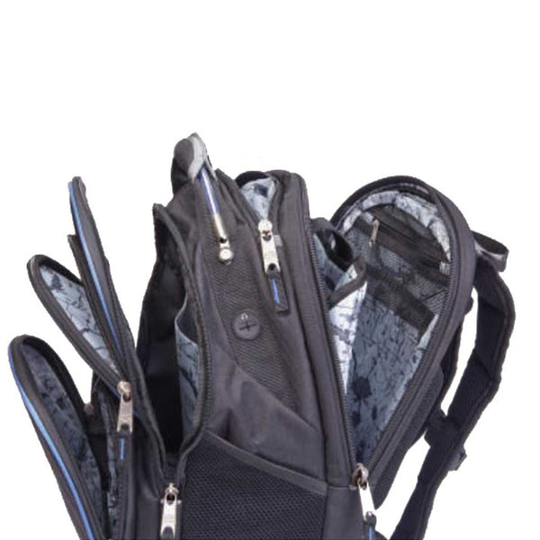 Harley-Davidson Backpack w/Steel Cable Strap & Harley Eagle, Black w/Blue Trim 99220