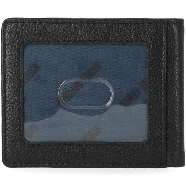 Harley-Davidson Men's Pebble Classic Up-Wing Eagle Leather Billfold Wallet, Black MWM033