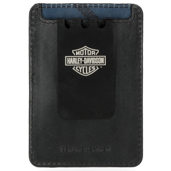 Harley-Davidson® Men's Modular Debossed Bar & Shield Leather Money Clip, Black MWM024