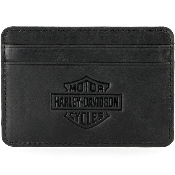 Harley-Davidson® Men's Modular Debossed Bar & Shield Leather Money Clip, Black MWM024