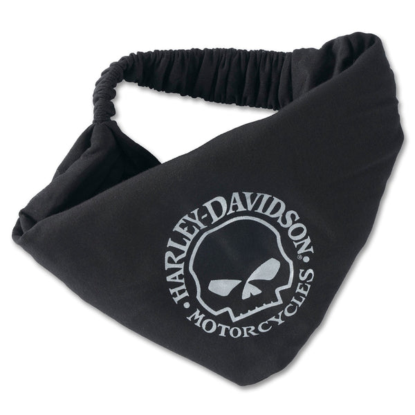 Harley-Davidson Women's Metallic Willie G. Skull Elastic Head Wrap, Black 99401-24VW