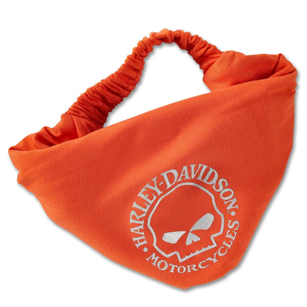 Harley-Davidson Women's Metallic Willie G. Skull Elastic Head Wrap, Orange 99402-24VW