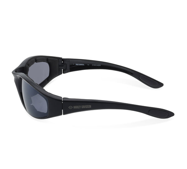 Harley-Davidson Men's Checker Square Sunglasses, Shiny Black Plastic Frames HZ0029-01A