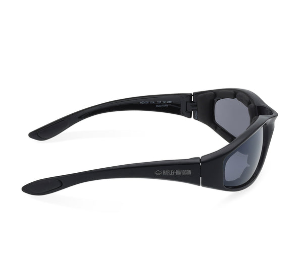 Harley-Davidson Men's Checker Square Sunglasses, Shiny Black Plastic Frames HZ0029-01A