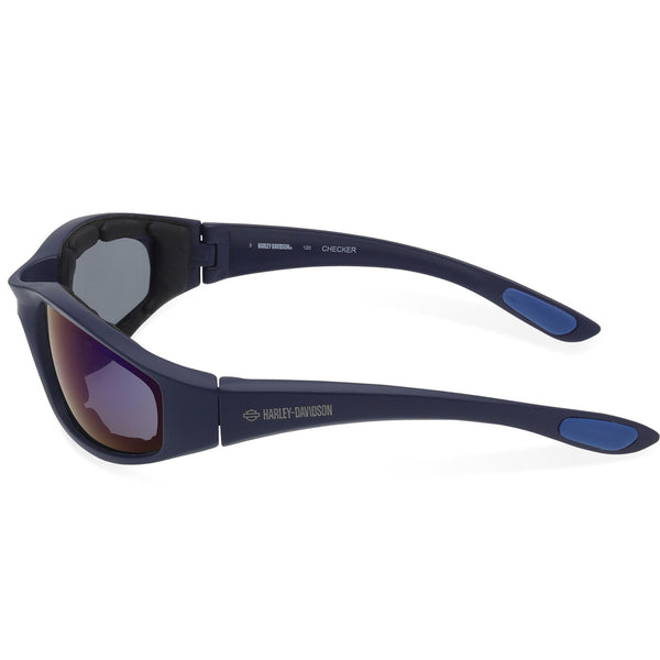 Harley-Davidson Men's Checker Square Sunglasses, Blue Mirror Lens & Frame