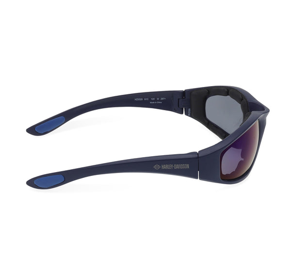 Harley-Davidson Men's Checker Square Sunglasses, Blue Mirror Lens & Frame