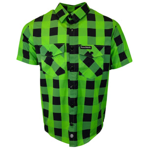 Green and black checkered shirt on a white background