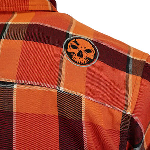 Demons Behind Me Men's Harvest 2.0 Limited Edition Button-Up Long Sleeve Flannel Shirt, Orange HR002