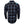 Black and blue plaid shirt with a brand logo on the sleeve against a white background