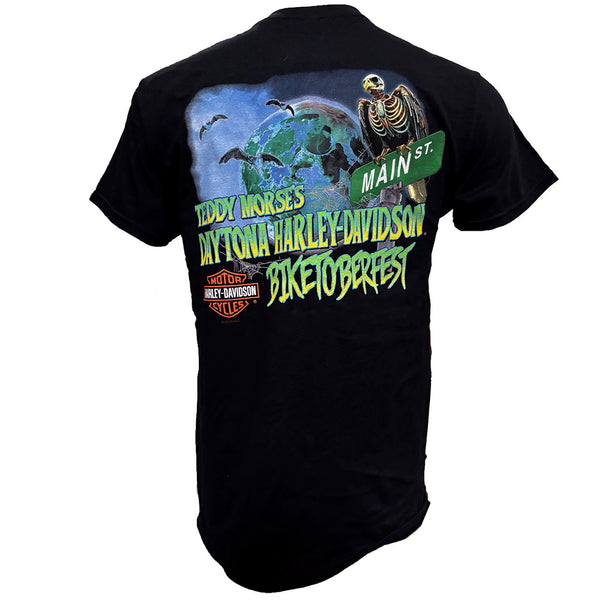 Teddy Morse's Daytona Harley-Davidson Men's Biketoberfest 2025 Graveyard Perch Short Sleeve Shirt, Black