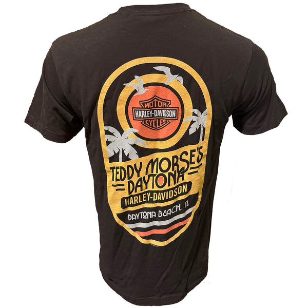 Teddy Morse's Daytona Harley-Davidson Men's Island Vacation Short Sleeve Shirt, Dark Brown