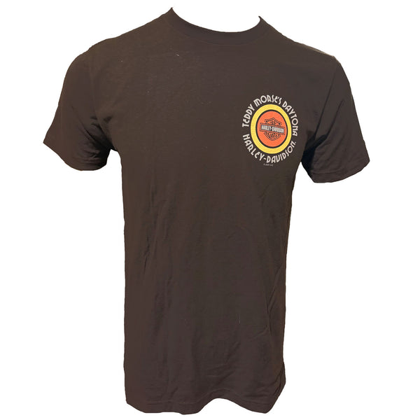 Teddy Morse's Daytona Harley-Davidson Men's Island Vacation Short Sleeve Shirt, Dark Brown