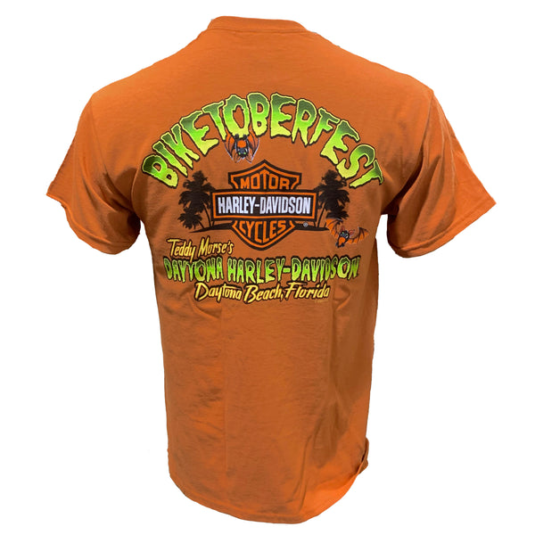 Teddy Morse's Daytona Harley-Davidson Men's Biketoberfest 2024 Beach Cruis'in Bob Short Sleeve Shirt, Orange