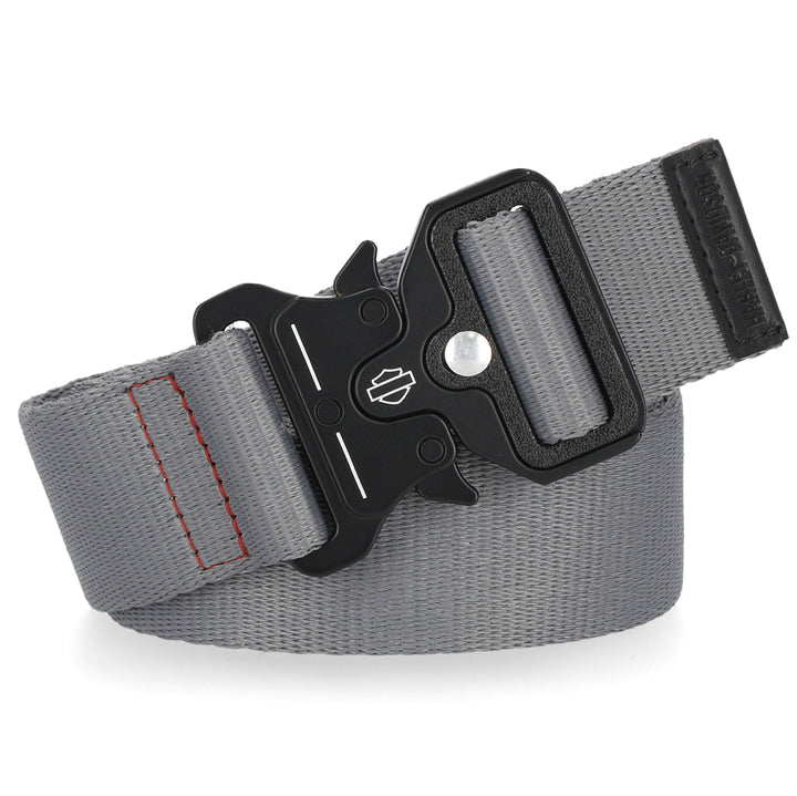 Harley-Davidson Men's Tactical Snap and Lock Polyester Belt, Gray BMM001/30M
