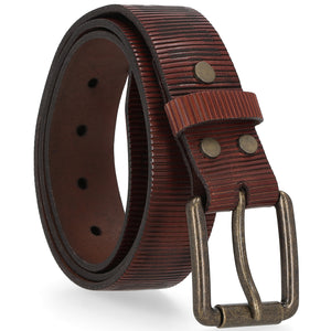 Harley-Davidson Men's Laser Sliced H-D Scripted Genuine Leather Belt, Brown BMM026
