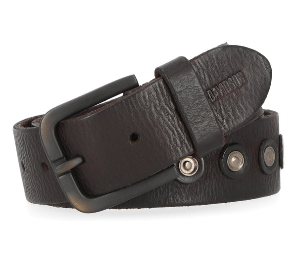 Harley-Davidson Men's Center Rivet Genuine Leather Belt, Dark Antique Finish BMU001