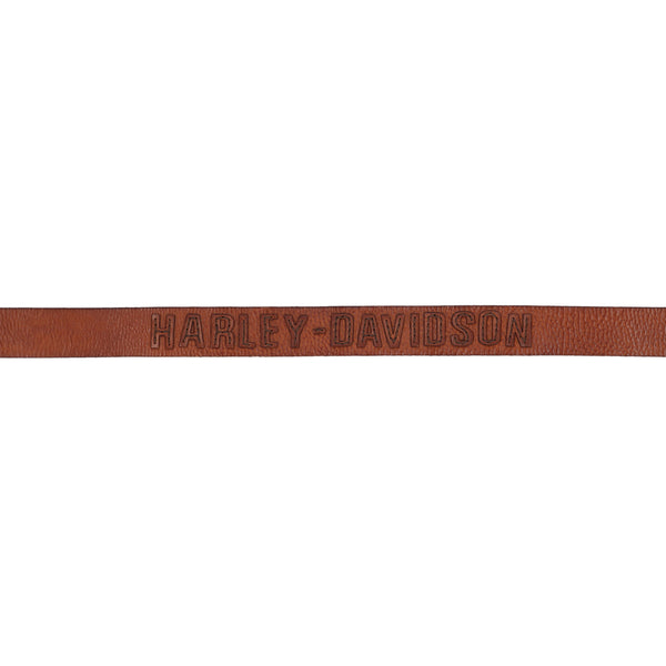 Harley-Davidson Men's H-D Raised Cutout Logo Leather Belt, Dark Brown