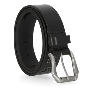 Harley-Davidson Men's H-D Riveted Leather Letters Logo Leather Belt, Black BMU008