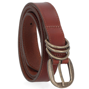 Harley-Davidson Women's Multi Keeper D-Ring Genuine Leather Belt, Cognac BMW001