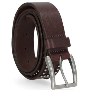 Harley-Davidson Women's Heat Embossed Studded Logo Genuine Leather Belt, Brown BMW014B
