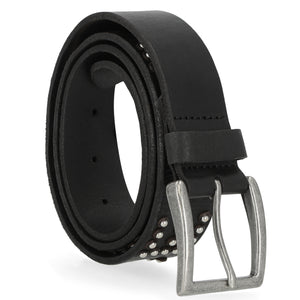 Harley-Davidson Women's Heat Embossed Studded Logo Genuine Leather Belt, Black BMW014B
