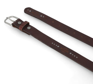 Harley-Davidson Women's Heat Embossed Bar & Shield Antique Nickel Finish Leather Belt BMW015