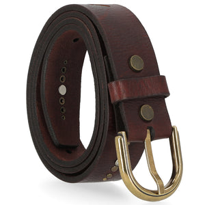 Harley-Davidson Women's Laser Etched Logo Bling Genuine Leather Belt, Brown BMW017/01