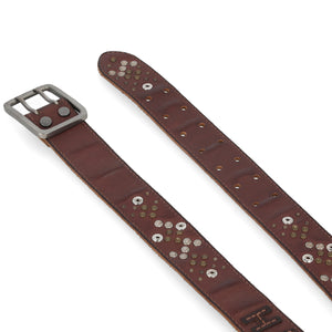 Harley-Davidson Women's Hammer Studded Genuine Leather Belt, Brown BMW043/01
