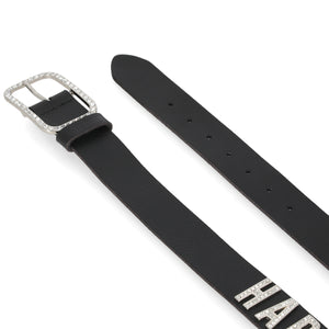 Harley-Davidson Women's Rhinestone Metal Letter Genuine Leather Belt, Black BMW046/08
