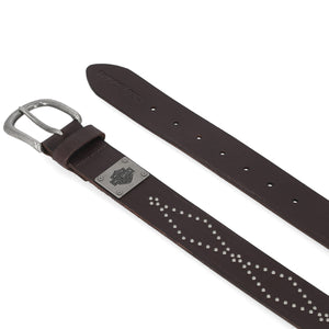 Harley-Davidson Women's Diamond Stud W/ B&S Metal Plate Leather Belt, Brown BMW048/01