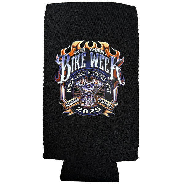 Daytona Bike Week 2025 Official Logo Seltzer Coozie, Black BWSELTZER