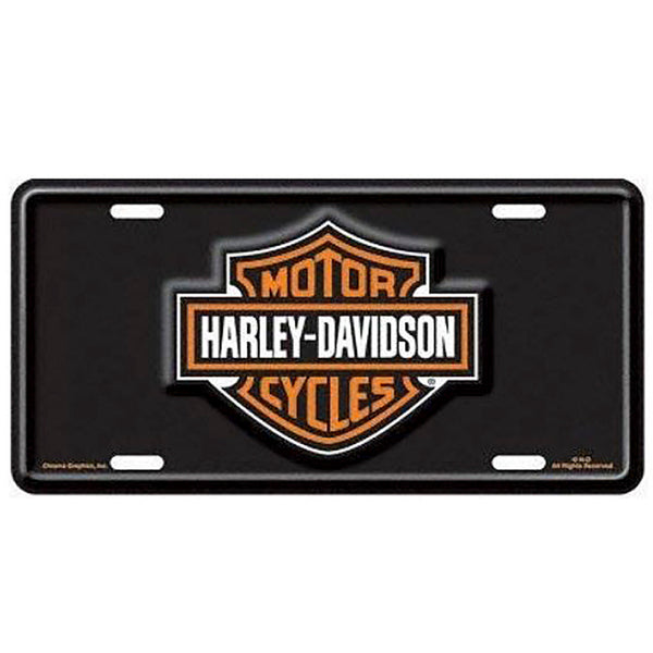 Harley-Davidson Bar & Shield Stamped 6"-12" Licensed Plate Tag, Black CG1846