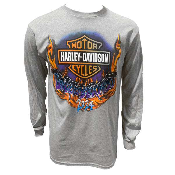 Teddy Morse's Daytona Harley-Davidson Men's Biketoberfest 2024 Haunting Great White Long Sleeve Shirt, Gray